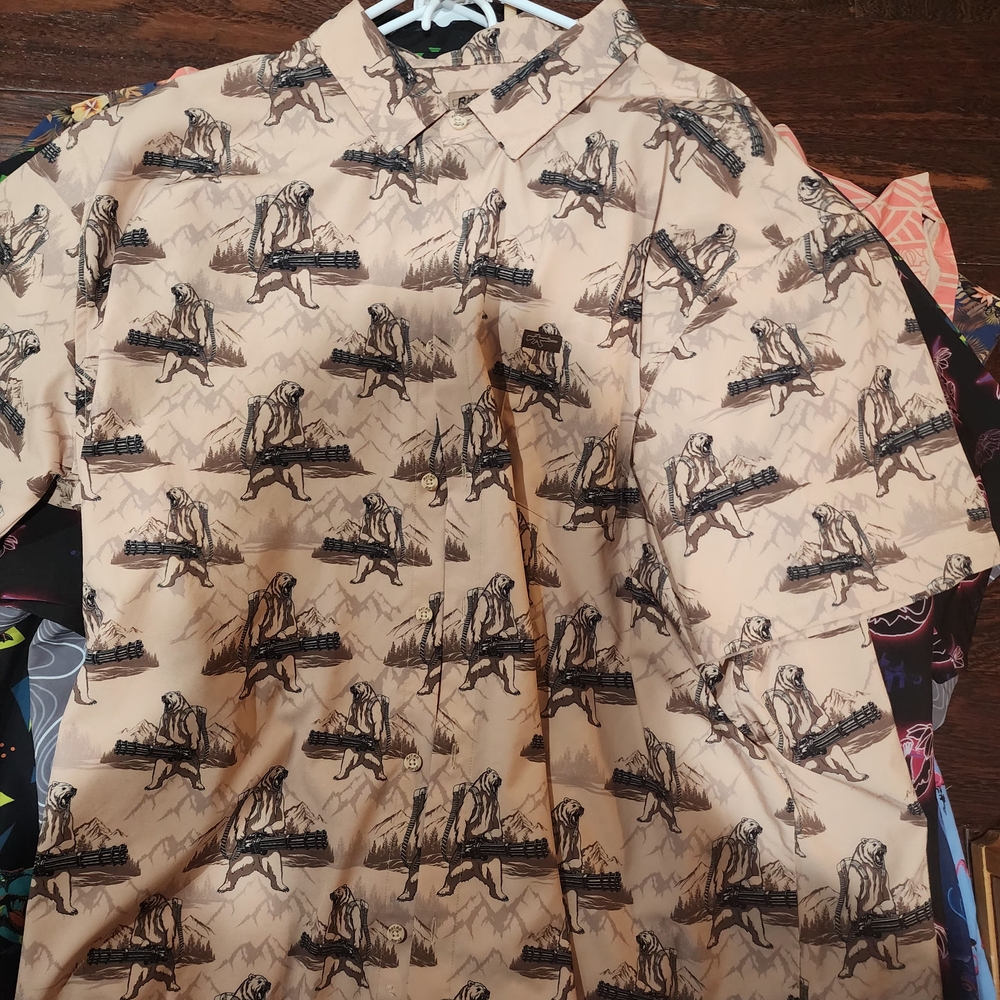 Men's Tan Graphic Print Casual Shirt